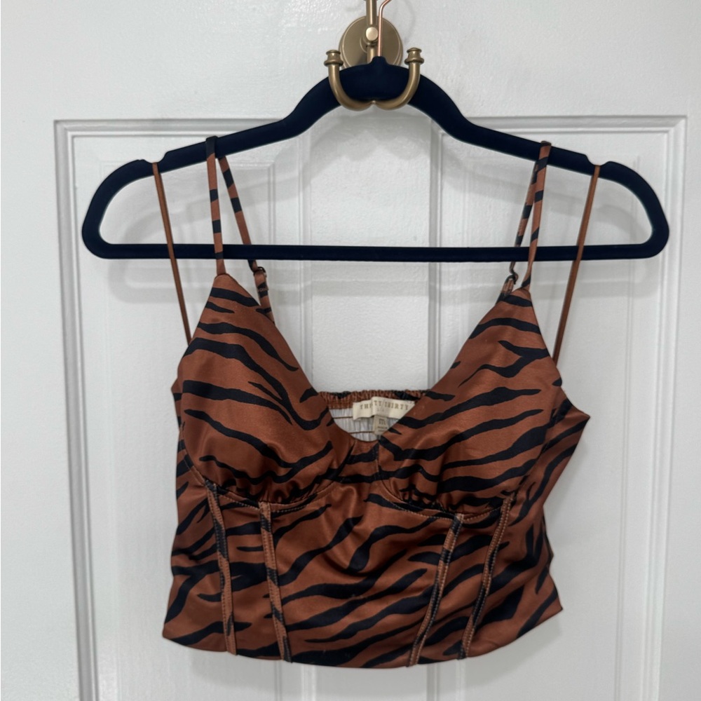 Elegant Zebra Print Camisole in Brown and Black